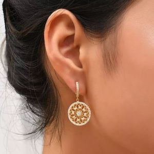 New 18K Gold Vermeil Sterling Silver 925 Crystal Mandala Hoops earring set